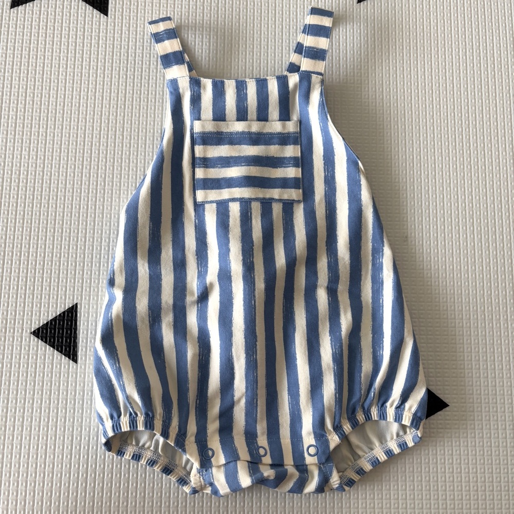 Blue and White Striped Kids Romper